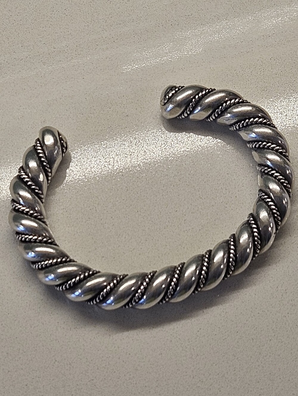 Vintage 89.5g Navajo Sterling Silver Braided Rope Cuff Bracelet 6.25"